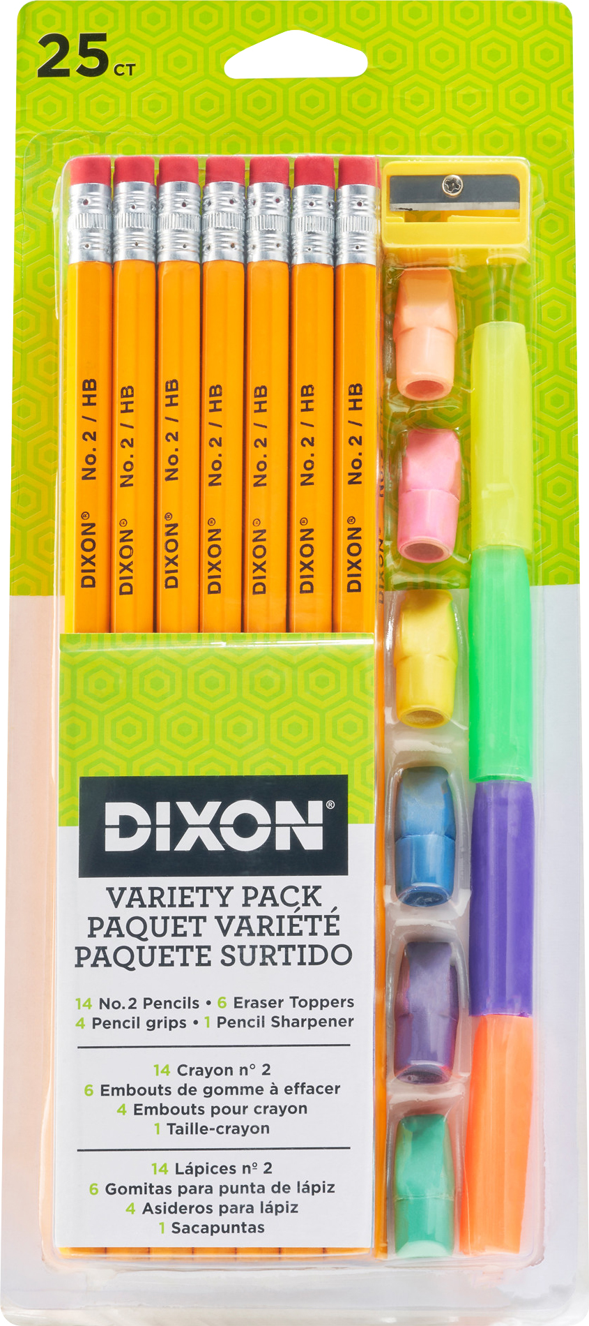 PENCIL 25CT GRIP/ERASER/SHARPE