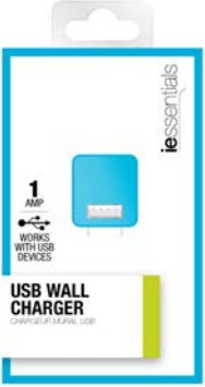 USB WALL CHARGER IESSENTIALS BLU