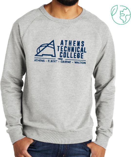 Athens Technical Allmade Organic French Terry Crewneck Sweatshirt Athens Technical College Primary Mark - ONLINE ONLY