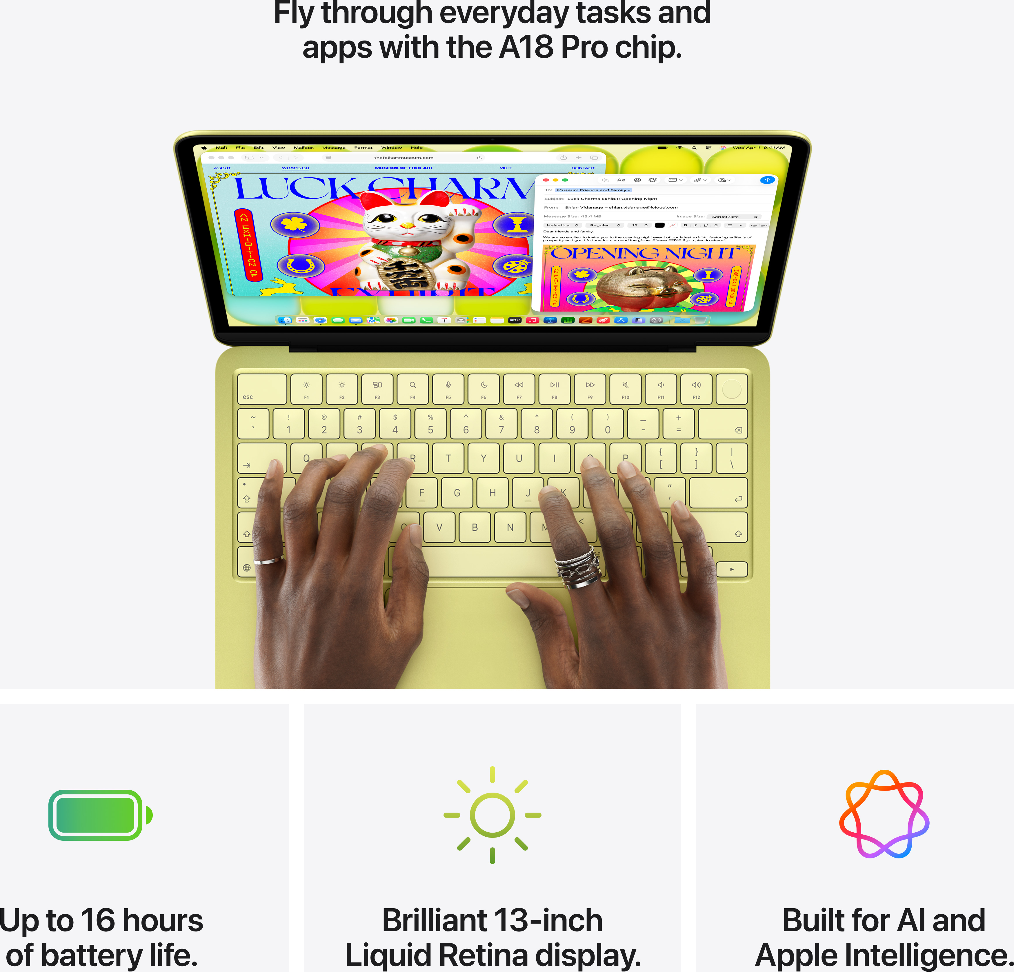Apple 13-inch MacBook Neo: Apple A18 Pro chip with 6-core CPU and 5-core GPU, 8GB, 256GB SSD - Silver