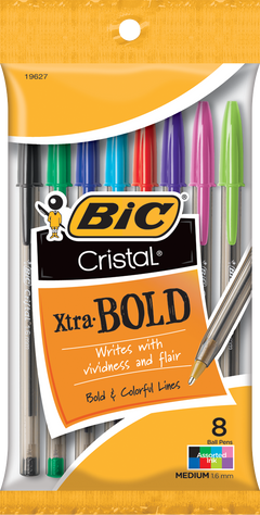 PEN 8PK CRISTAL XTRA BOLD AST