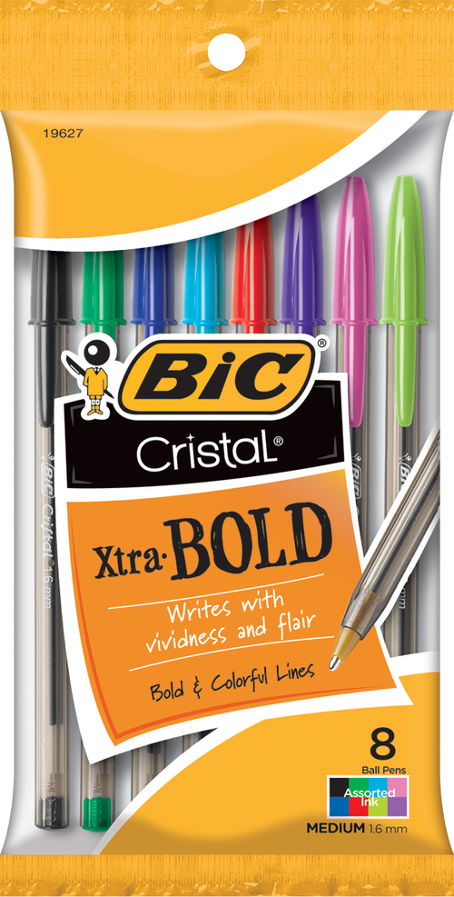 PEN 8PK CRISTAL XTRA BOLD AST